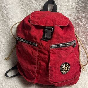 Kipling vintage 1990s red drawstring  Medium backpack nylon bag